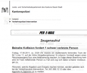 Die Rechtschreibreform frißt ihre Kinder: Selbst nach sovielen Jahren kommen nicht einmal Medienverantwortliche (hier ein Beispiel der Kapo Basel) mit der RSR klar