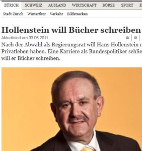 Hans Hollenstein bekundete öffentlich, er wolle nach seiner Abwahl nun Bücher schreiben. Nun wird er unversehens vom Bundesrat zum Präsident der PostCom ernannt. (Bildschirmfotoausriß: Tagesanzeiger)