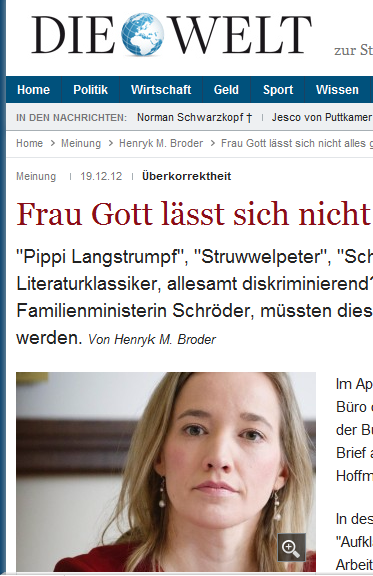 Kristina Schröder: Nach ihrem Willen müßte auch "Der Idiot" von Dostojeswski umgeschrieben werden.