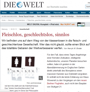 Hendryk M. Broder äußert sich zur neuen Errungenschaft von Berlin: Unisex-Toiletten