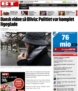 Schwere Vorwürfe im Fall Olivia Ostergaard (Olivia Østergaard): Die Kapo Zug ("Zuger Polizei") verbreite Falschinformationen und nimmt Hinweise nicht ernst, so dänische Journalisten. (Bildschirmfotoausriß)