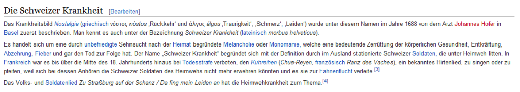 schweizer krankheit