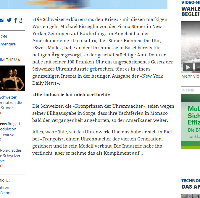 Glanzvoll recherchierter "Bericht" von Christian Bütikofer in der Handelszeitung...