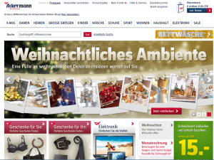 Im Internet weihnachtet es bereits kräftig (Bildschirmfotoausriß: Ackermann.ch)