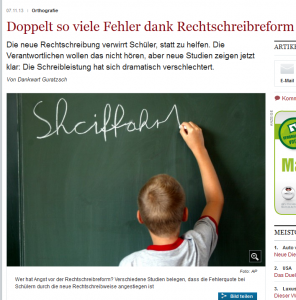 Welt-Artikel von Dankwart Guratzsch zum Rechtschreibreform-Desaster (Bildschirmfotoausriß)
