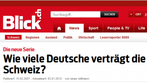 Wieviel Deutsche verträgt die Schweiz? (Bildschirmfotoausriß: Blick.ch)