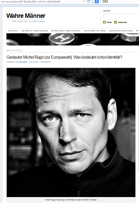 Gastautor Michel Ruge zu Identitäte. Werten, Materialismus (Bildschirmfotoausriß: http://www.oliver-flesch.com/)