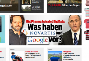 Bildschirmfoto: "Hochzeit" zwischen Google und Novartis (Blick.ch)