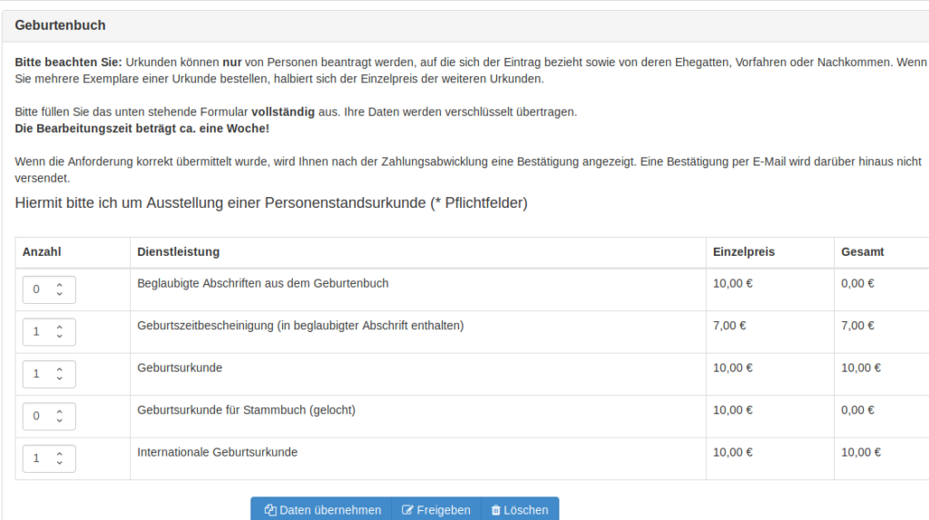 Geburtsurkunde beantragen Deutschland