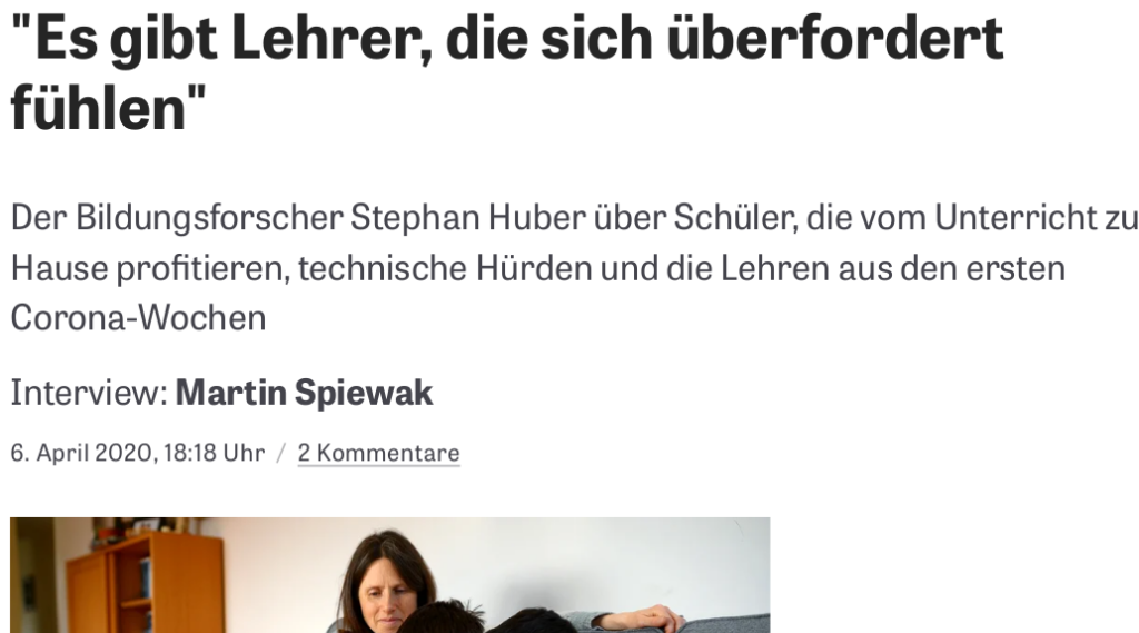 Überforderung nicht bloß bei Schülern. Sondern auch bei Eltern und Lehrern. (Bildschirmfotoausriß: "Die Zeit")
